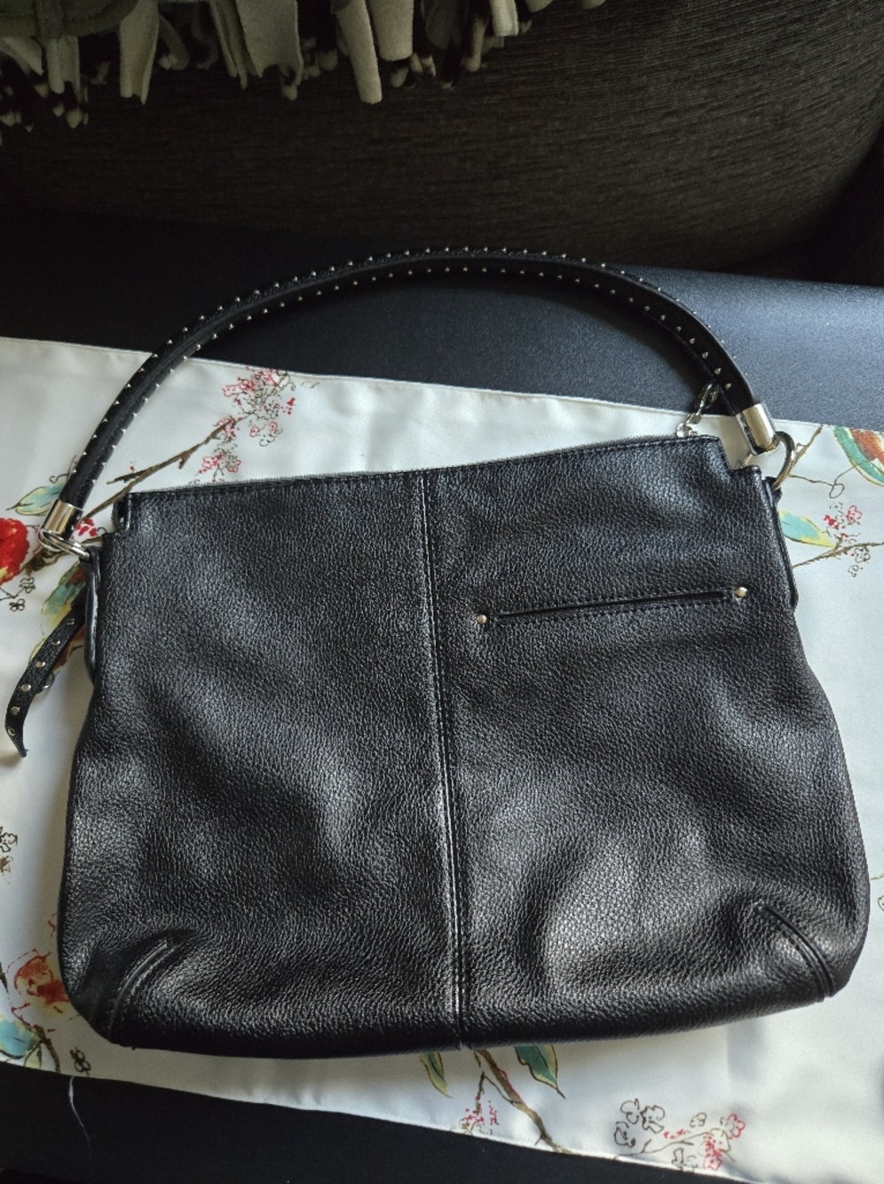 Relic Classic Black Leather Shoulder Bag with Studded Handle - Picture 8 of 13
